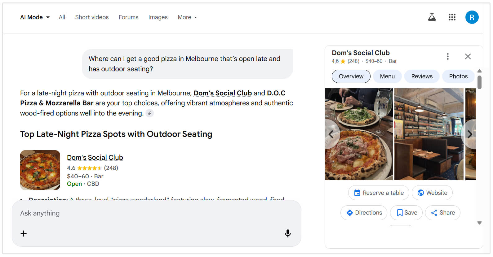 Google AI mode local business